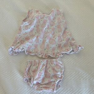Pineapple Print Ruffle Diaper Cover Set - Pink